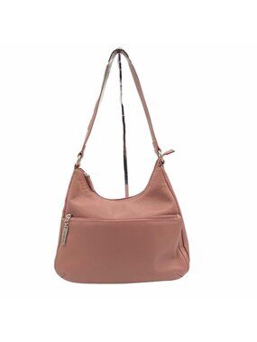 Isaac Mizrahi Genuine Leather Hobo Shoulder Bag Pink Blush Soft Pebbled Purse